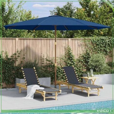 Parasol d'extérieur - FAFEICY - 47139 - 350 cm - Mât en bois - Bleu (1/5)