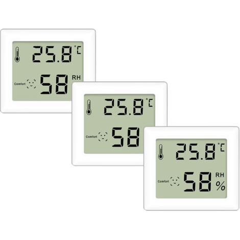 Thermo-Hygrometer Set of 3, Ultra-Thin Thermometer and Hygrometer, Digital Hygrometer, Indoor Thermometer for Vertical or Wall Mounting (1/5)