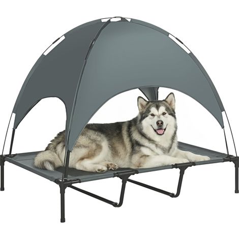 Letto rialzato per cani 122 x 92 x 108 cm esterno seduta traspirante anti UV cupola rimovibile design moderno in metallo grigio 210007332
