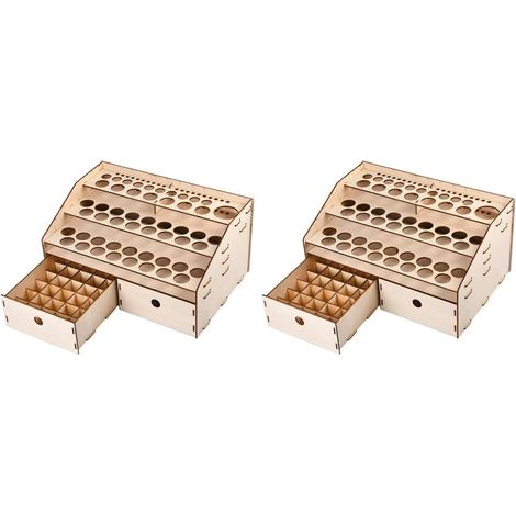 2X Bricolage Organisateur en Bois Les Bouteilles de Peinture Support D'Affichage Porte-Brosses Support Espace de Rangement Outil de Modèle (1/5)