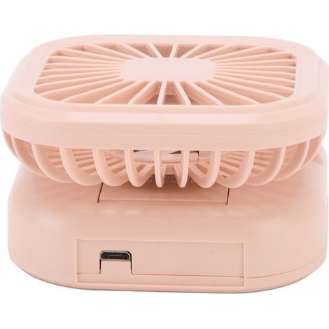 Tragbarer, faltbarer Ventilator mit 3 Geschwindigkeitsstufen, USB-aufladbar, drehbar, kleine Größe, rosa. (1/5)