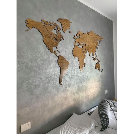 Planisfero da parete colore legno scuro (1/2)