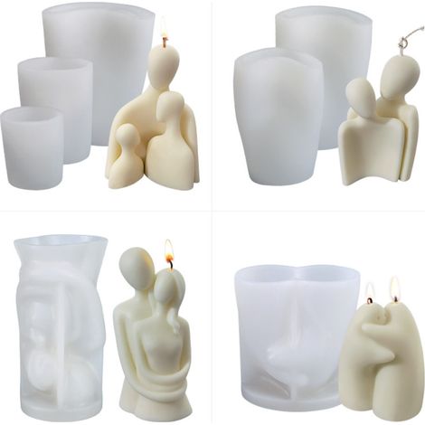 Moule à bougie aromathérapie portrait réutilisable DIY moule en silicone pour couple et famille, moule à chandelle personnalisé (1/3)