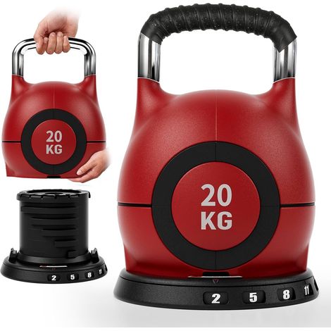 Kettlebell Verstellbare 2-20 kg Kugelhantel für Home Gym
Dumbbells 7 in 1 Gewicht Hantel Set für Fitnessgeräte Krafttraining, Kurzhanteln und Sportgeräte Rot (1/5)
