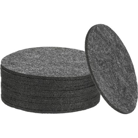 Dessous de verre en feutre, paquet de 12, dessous de verre de 3,5 pouces, protègent les meubles et les plateaux de table des taches d'eau, conviennent aux bars à domicile, gris foncé. (1/5)