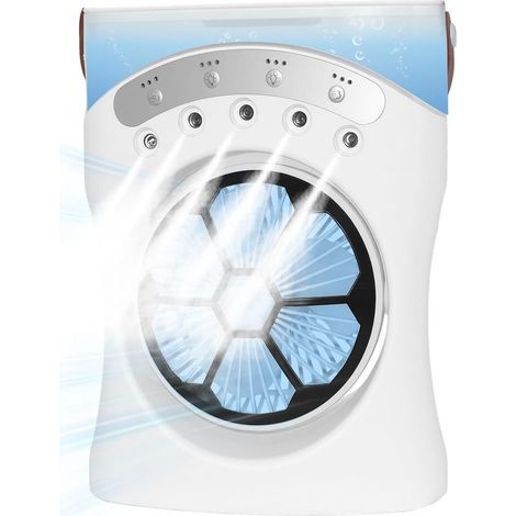 3-in-1 Mini-Klimaanlage: Kühlen, Befeuchten, Nachtlicht, 3 Geschwindigkeitsstufen, 550-ml-Tank, 180°-Drehung, integrierte COB-Beleuchtung – KZQ (1/4)