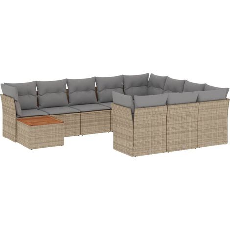 Maison Exclusive - Set de sofás de jardín 11pzas con cojines ratá (1/3)