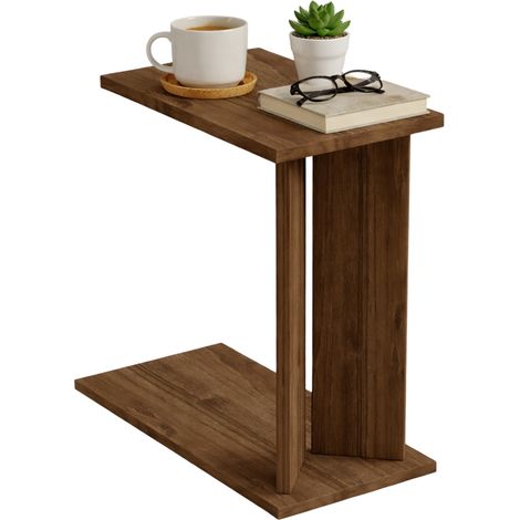 Couchtisch Messing, Rechteckig, Edelholzplatte, Farbe Braun, 25x50x49h cm, Braun Nussbaum
