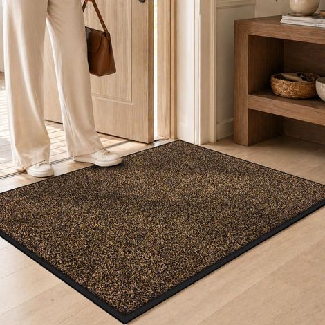 Paillasson Anti-saleté pour intérieur et extérieur - Lavable - Résistant - Antidérapant - pour l'entrée - Grattoir à Chaussures - Super Absorbant - Gris Noir - 50,8 x 81,3 cm (1/5)