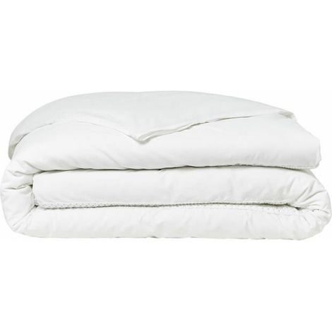 Parrure de lit TODAY Prestige - 240 x 260 cm - 2 personnes - 100% Percale finition macramé - Craie (1/2)