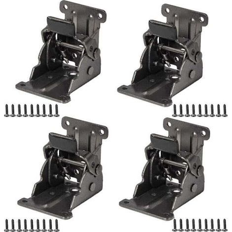 4 Pack Black Self-Locking Folding Hinges for Table Legs, 0-90 Degree Folding Hinges, Folding Table Extension Hinges with Screws for Folding Legs, Workbench, Desk Extension