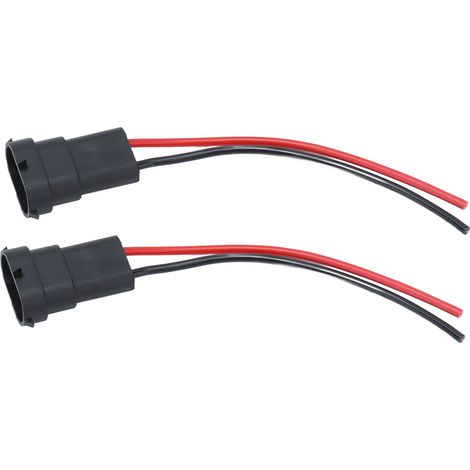 Lot de 2 connecteurs mâles câblés pour ampoules H11 H8 880 890, fil en cuivre 12V (1/5)