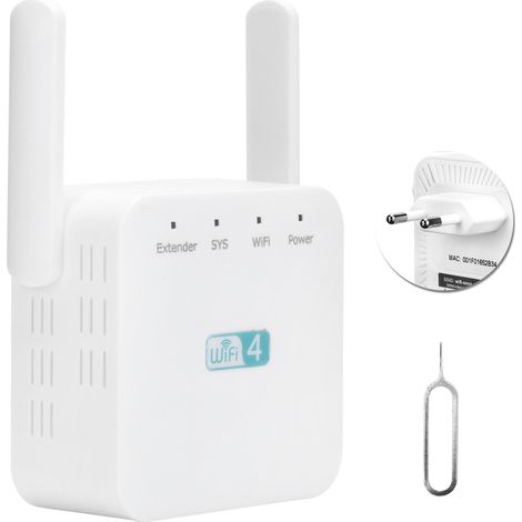 Amplificateur de Signal 300M avec Double Antenne, Répéteur WiFi Portée Étendue, Blanc, Prise EU 100‑240V (1/5)