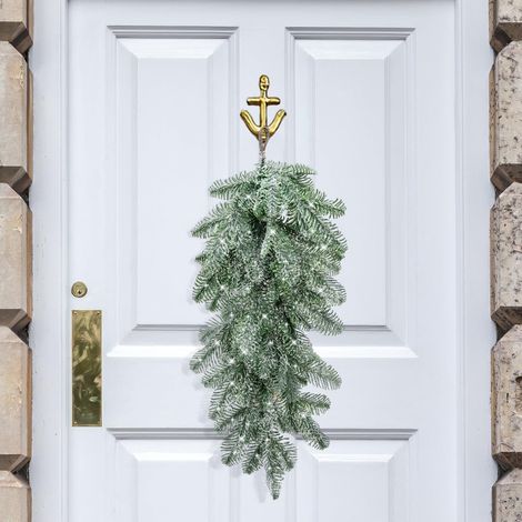 Guirlande En Forme De Goutte De Neige Artificielle - Pin De Norfolk Flocké Blanc - 70 Cm - Pour Porte, Cheminée, Escalier Ou Dessus De Cheminée - 1 Pièce (1/5)