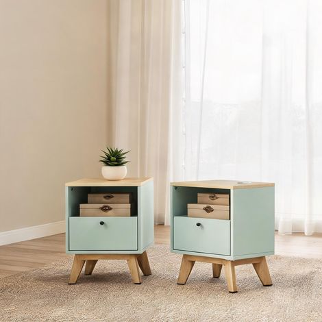 Table de chevet vert Clair en MDF 40 x 40 x 55 cm (1/5)