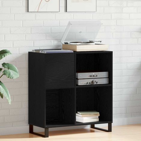 Mueble para discos de vinilo Roble negro 85 x 38 x 89 cm