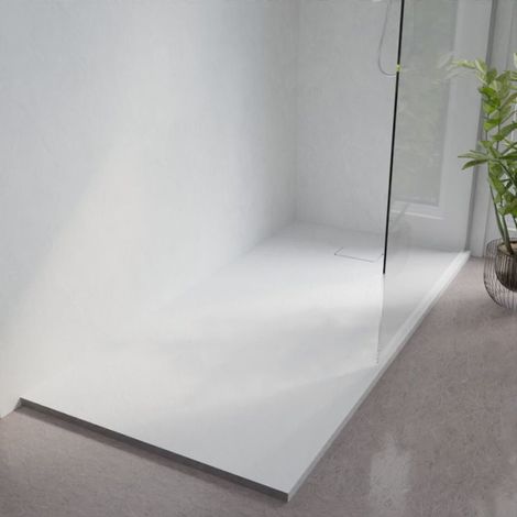 Cuisibane – Receveur de douche extra plat 190x90 cm – Résine antidérapante effet pierre – Épaisseur 32 mm – Couvercle cache bonde invisible