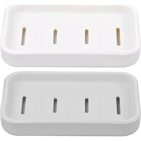 Juego de 2 jaboneras de plástico, impermeables, para cocina y baño, resistentes, 8,5 x 13 x 2 cm (1/5)