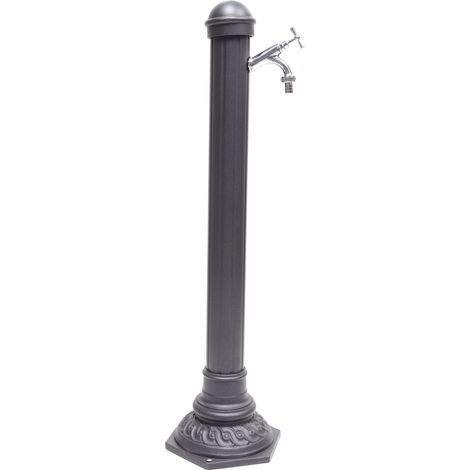 Fontaine colonne mod.Pandora en aluminium et fonte pour jardin potager et robinetterie laiton finition au choix : chrome