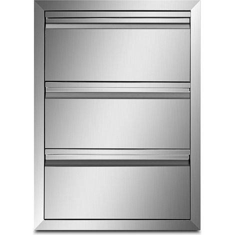Îlot de cuisine extérieur BBQ avec 3 tiroirs, acier inoxydable 201, 48,3 x 66 cm (1/5)