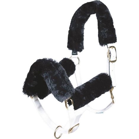 Taglia unica, Marron clair Cognac: Ensemble de 4 pièces en peau de mouton synthétique pour licol (1/2)