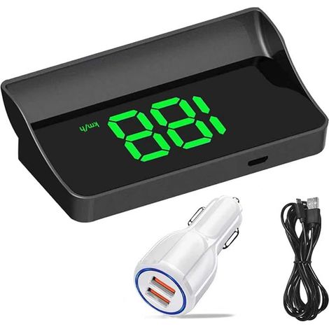 HUD Head Up écran de voiture avec Chargeur Allume, compteur de vitesse GPS universel, compteur de vitesse numérique, pour voiture et moto, Plug & Play, projection de pare-brise (1/5)