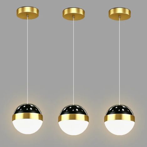 3pcs Suspension Luminaire Moderne LED,Lampe de Projection Abat-jour Acrylique Design Rond Plafonnier Style Norique,Chaud (1/5)