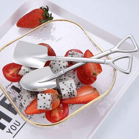 Cuillère À Café En Acier Inoxydable 403 - Forme De Pelle Plate - Pour Thé Café Épices Fruits Glace - Lot De 2 (1/5)