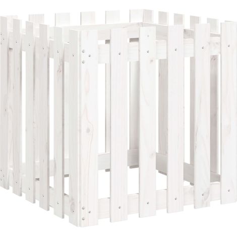 Maison Exclusive - Pflanzkübel Lattenzaun-Design Weiß 60x60x60cm