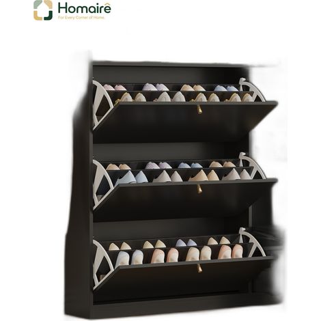 Flur- Garderobenschrank schwarz aus Polyester 119 x 24 x 122 cm HOMAIRE (1/5)