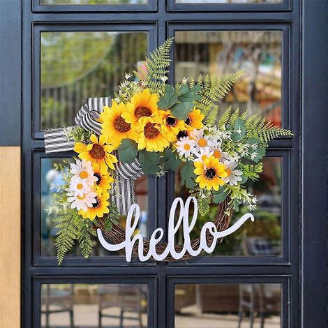 Couronne de tournesols artificiels avec couronnes de fleurs printanières de tournesols (1/4)