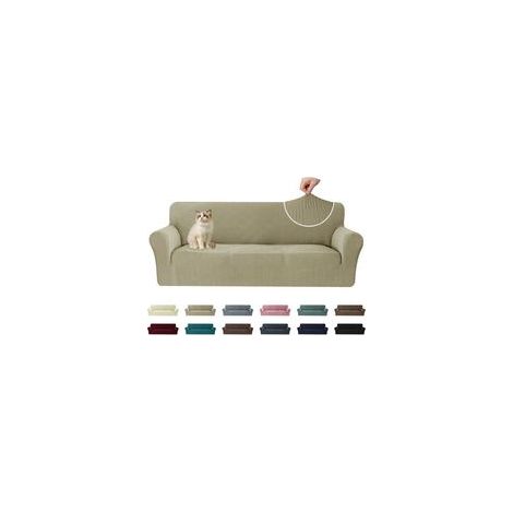 1 Dreisitzer-Sofabezug, dehnbar, Polyester, rutschfest, haustierfreundlich, Khaki (1/5)
