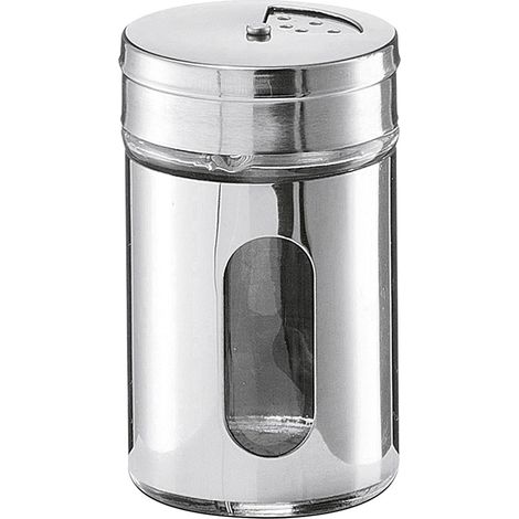 Kleiner Gewürzhalter aus Glas im Edelstahlgehäuse mit Visier, Zeller (1/2)