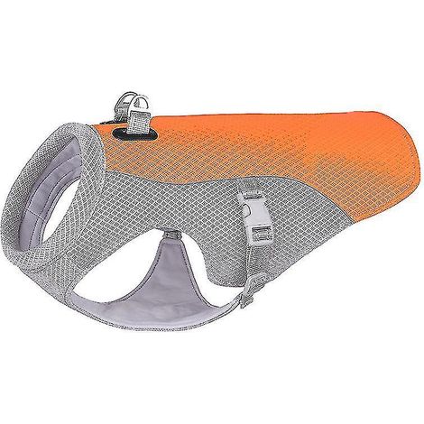 Gilet rafraîchissant pour chien, vêtement d'été ajustable, veste rafraîchissante pour chien idéale pour la randonnée, les promenades et le camping en extérieur - Taille M - Orange
