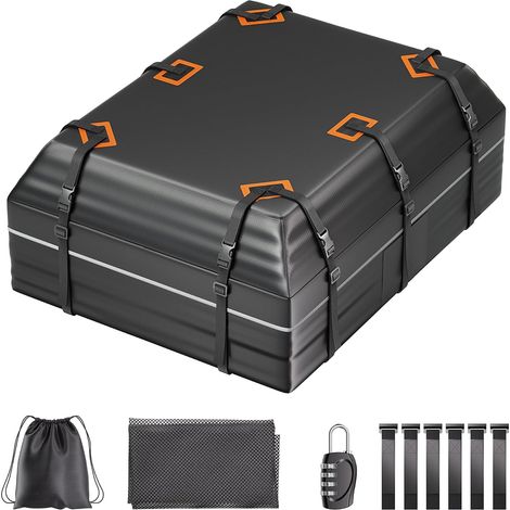 Rooftop Cargo Carrier, sac de toit de voiture imperméable en PVC robuste, 21 pieds cubiques, convient à tous les véhicules sans racks, avec tapis antidérapant sur-matelas, sangles renforcées, 6 (1/5)