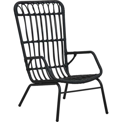Chaise de Jardin en Résine Tressée et Acier Fauteuil d'Extérieur Noir 75 x 53,5 x 90 cm - PANGIVO (1/5)