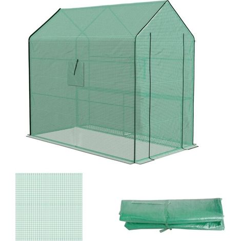 Serre de jardin Bâche de remplacement pour serre de jardin 140 x 213 x 190 cm avec fenêtre, porte anti-UV pour le jardin - Vert (1/4)