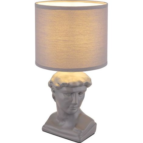 Lampe de table en céramique ACKERMAN – Figure César, abat-jour textile gris, 1 douille E14, D 17,5 x H 33 cm (1/5)