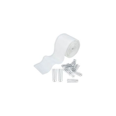 Ruban plissé et crochets pour rideaux, 6 mètres (6,56 yards) de ruban plissé avec 15 crochets à 4 griffes en acier inoxydable pour rideaux plissés (kit de montage pour rideaux plissés, blanc) (1/5)