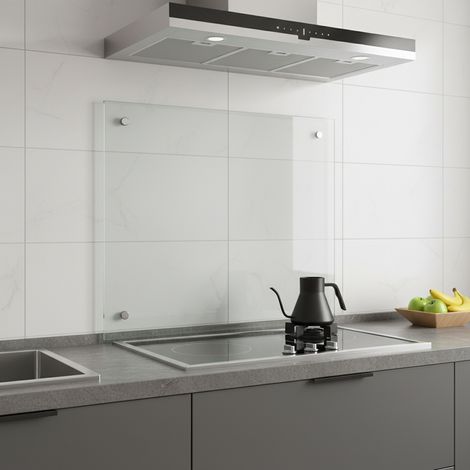 Melko paraspruzzi copri stufa in vetro, per cucina, stufa, piastrelle, vetro di sicurezza temperato da 6 mm, parete posteriore della cucina, viti incluse, 120 x 50 cm, vetro trasparente