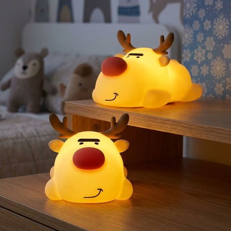 Lampe de table à LED (lot de 2) Lampe de chambre d'enfant Veilleuse Beige Renne H 10 cm (1/5)