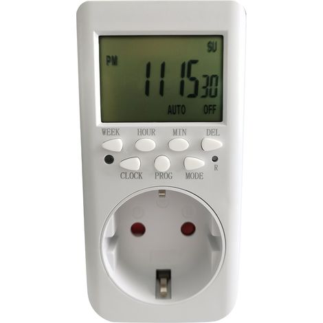 Minuterie programmable 24h prise électrique EU 230V interrupteur horaire intérieur pour luminaires, veilleuse, appareils électriques, minuterie enfichable (1/5)