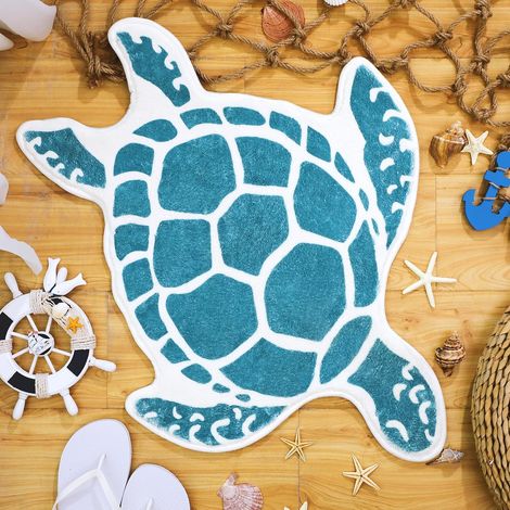 Tapis de bain tortue de mer tapis de plage antidérapant tortue turquoise housse lavable tapis de sol tropical été océan tapis de salle de bain pour porte, salon, chambre à coucher (1/5)