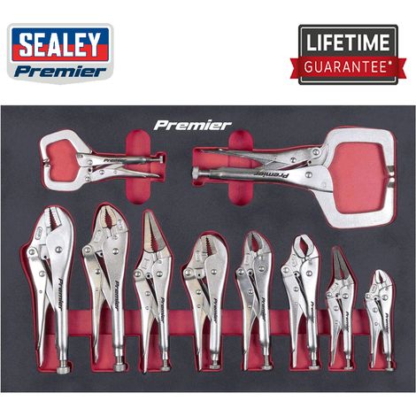 Sealey AK6802 Premier Locking Pliers Set with Foam Tray 10pc (1/5)