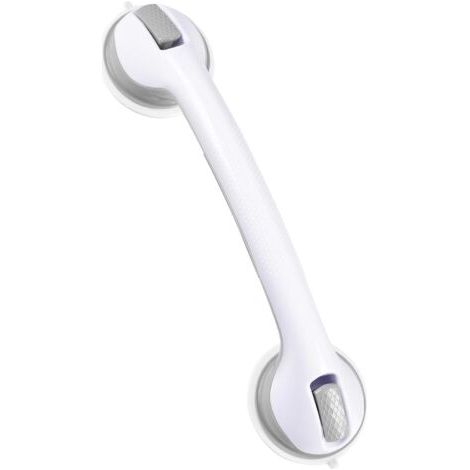 Barre d'appui pour salle de bain et douche, poignée de douche robuste à ventouse de 40 cm, barre d'appui de baignoire amovible et étanche, grise et blanche, pour femmes âgées et enceintes