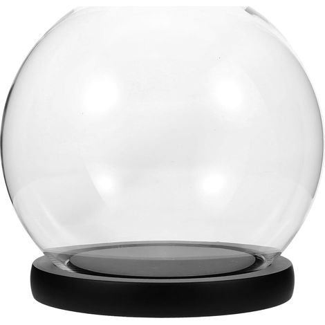 Cloche en Verre Sphérique Transparente pour Décoration et Rangement de Fleurs Éternelles, avec Base en Plastique, pour Bureau ou DIY (1/5)