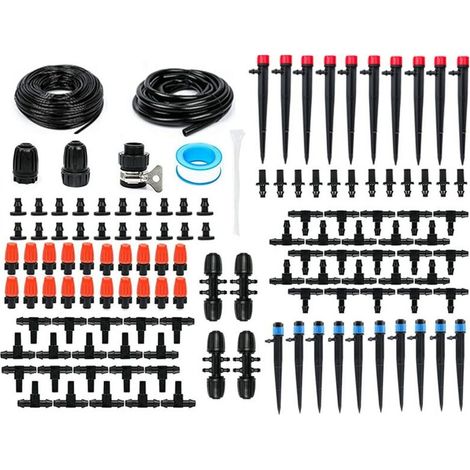 Kit de système d'irrigation automatique de jardin, pour pelouse/jardin/terrasse, plastique, 60 m, puissance d'eau réglable, facile à installer, multicolore