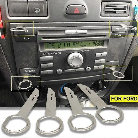2 paires d'extracteurs de goupilles de déverrouillage pour autoradio CD Ford Focus, Mondeo, C-Max, Fiesta et Transit. Outils d'installation et d'extraction. (1/4)