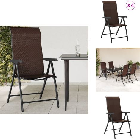 Gartenstühle 4 Stk. Klappbar Braun Poly Rattan - Gartenstühle - Outdoor Möbel - Balkonmöbel - Esszimmerstühle - Lounge Sessel (1/5)