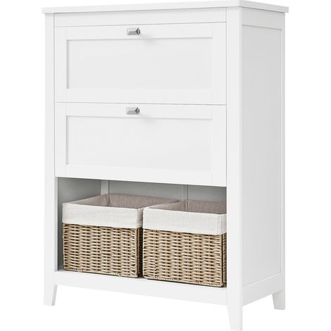 Armoire de Rangement, Organisateur de Salle de Bain, 2 Tiroirs avec Séparateur Ajustable, 30 x 60 x 80 cm, Blanc (1/5)